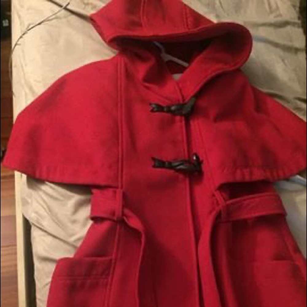 Hooded Belted Cape jacket